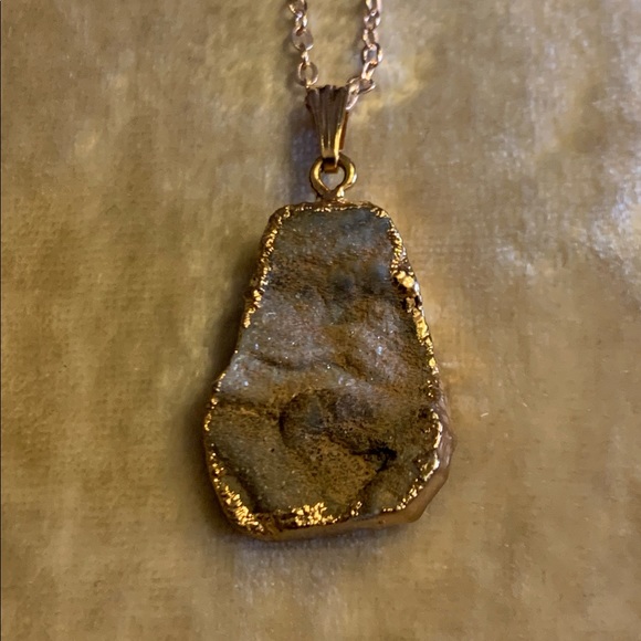 Galaxy Quartz Pendant and Rose Gold Necklace - Picture 5 of 9